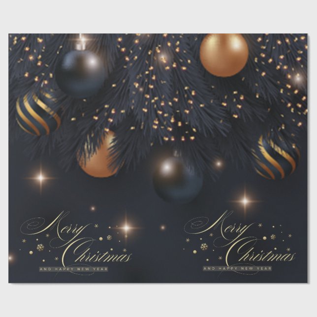 Julgranskulor Tallträdsgrenar Svarta Presentpapper (Platt)