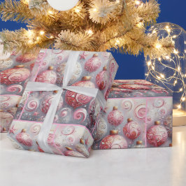 Julgranskulor Whimsical Virvlar Rosa Dekoupage Presentpapper