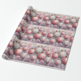 Julgranskulor Whimsical Virvlar Rosa Dekoupage Presentpapper