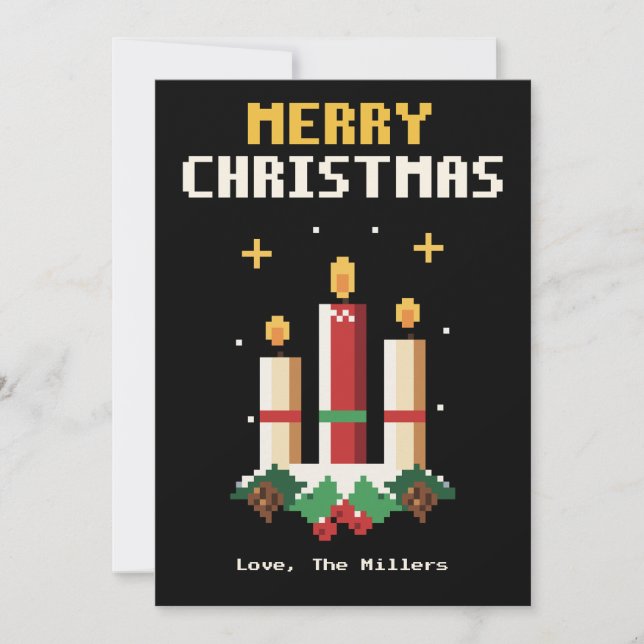 Julgransljus Pixel Art Julkort (Framsida)