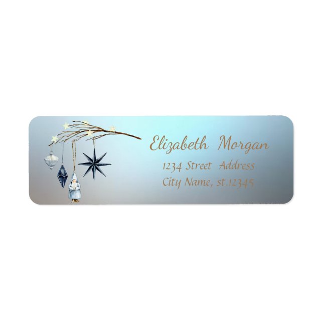 Julgransornament Blå Returadress Etikett (Framsidan)