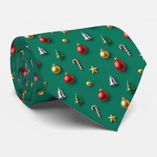 Julgransornament och godisrandiga mörkgröna slips