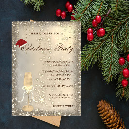 Julgransprydd champagneglas Santa hatt julfest Inbjudningar