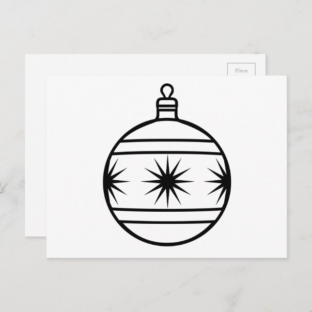 Julgransprydnad att färglägga själv vykort (Fram/baksida)