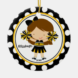 Julgransprydnad Cheerleader Flicka Svart Guld Keramik