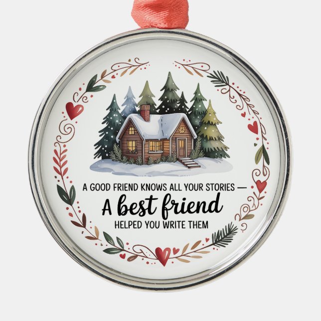 Julgransprydnad för bästa vän | Design med snöig j Metall (Framsidan)