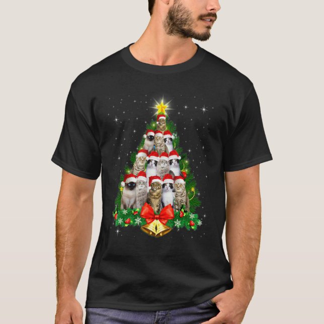 Julgransprydnad för katt t shirt (Framsida)