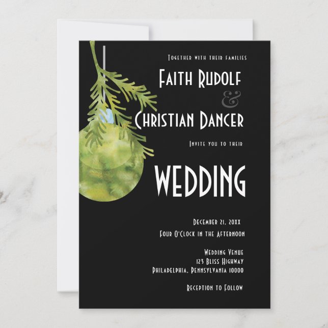 Julgransprydnad Grön, Modern Bröllad Meddelande (Framsida)