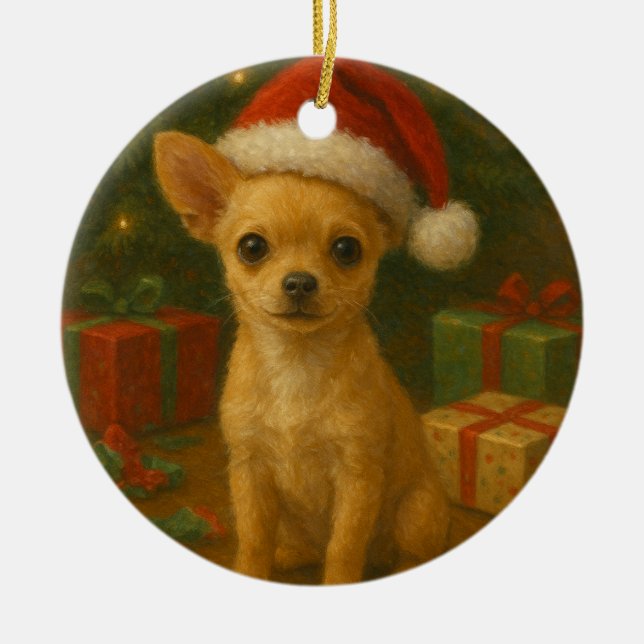Julgransprydnad i form av chihuahua keramik (Framsidan)
