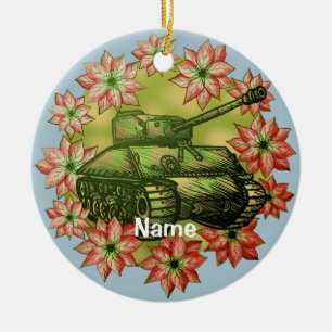Julgransprydnad i form av stridsvagn keramik