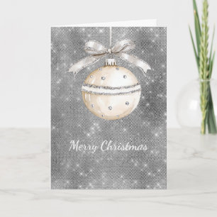 Julgransprydnad i silver med snygg rosett kort