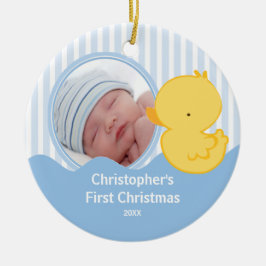 Julgransprydnad med ankunge för bebis första jul keramik