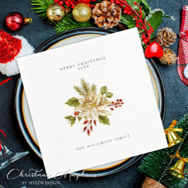 Julgransprydnad med julholtsbär God Jul Pappersservett