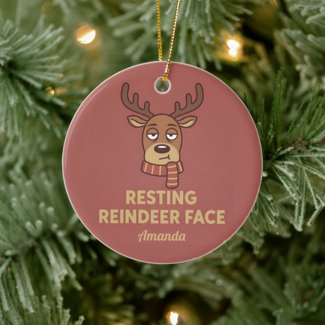 Julgransprydnad med ledig ren som visar ansiktet p keramik (Träd)