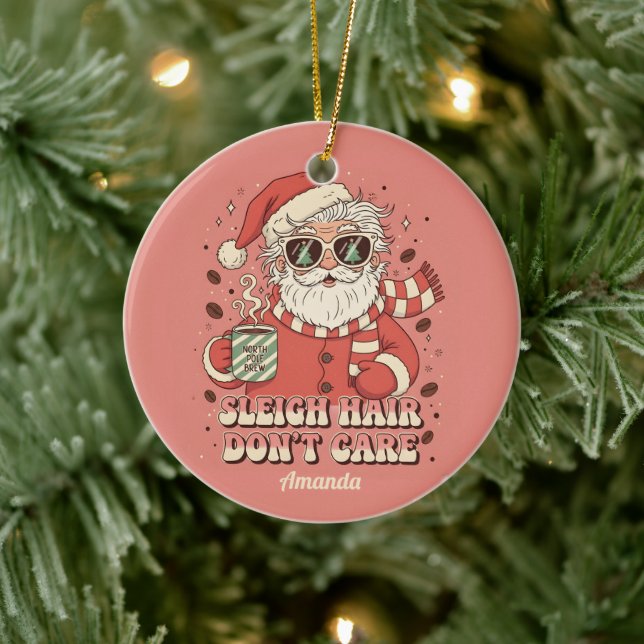 Julgransprydnad med rolig text om Sleigh Hair Don’ Keramik (Träd)