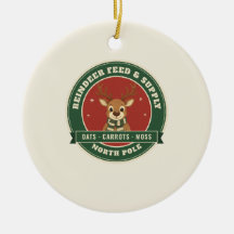 Julgransprydnad med utfodring av renar i retro-sti
