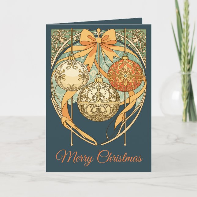 Julgransprydnad Röd Orange Beige Jugend Helgkort (Framsida)