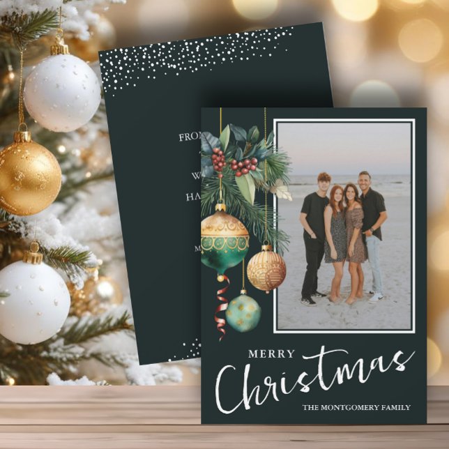 Julgransprydnader Chic Foto Julkort (Chic Christmas tree ornaments flat photo holiday cards, PRINTED and/or INSTANT DOWNLOAD)