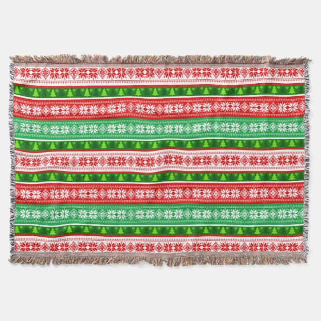 JULGRANSPRYDnader DESIGN RÖD VIT GRÖN Filt (Framsidan)