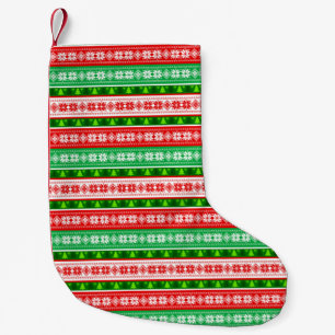 JULGRANSPRYDnader DESIGN RÖD VIT GRÖN Liten Julstrumpa
