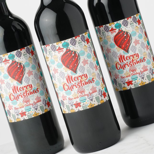 Julgransprydnader från förr i tiden vinflaska etikett (Skapare uppladdad)