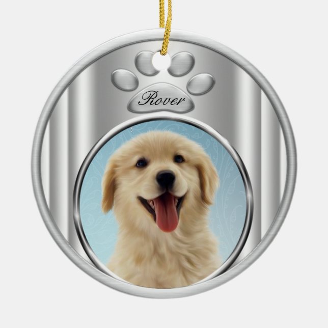 Julgransprydnader i form av Golden Retriever Julgransprydnad Keramik (Framsidan)