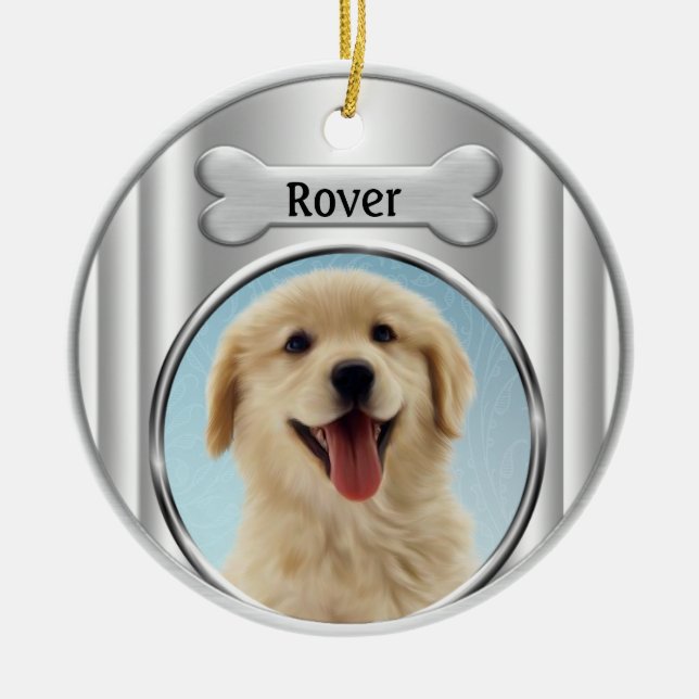 Julgransprydnader i form av Golden Retriever Julgransprydnad Keramik (Framsidan)