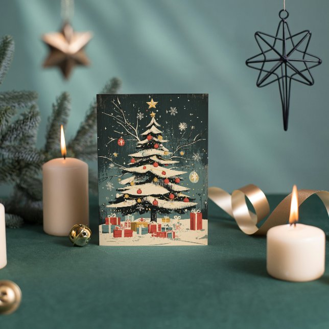 Julgransprydnader i presentaskar med snötema julkort (Skapare uppladdad)