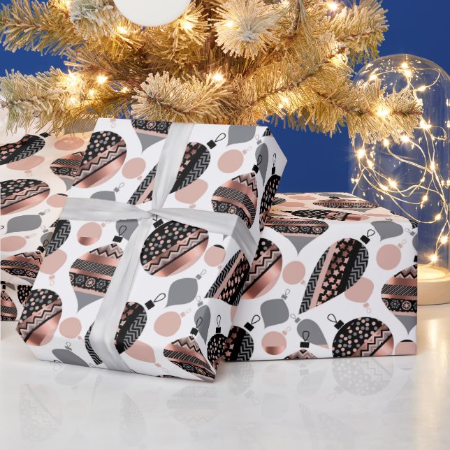 Julgransprydnader i roséguld presentpapper (Helgdagar)