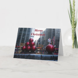Julgransprydnader i rött från NYC  Julkort Kort
