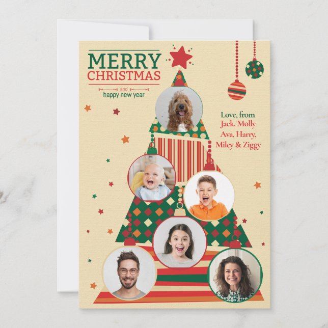 Julgransprydnadskort med foto julkort (Framsida)