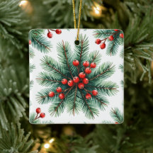 Julgranstallrik & Röda Bär Ornament | Rus