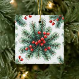 Julgranstallrik & Röda Bär Ornament | Rus