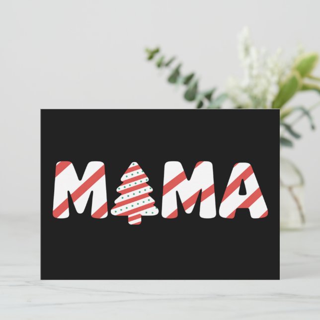 Julgranstårta Matchande Familjefest Mamma  Julkort (Stående Fram)