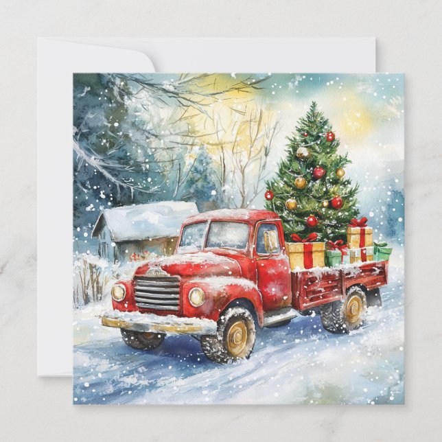 Julgranstransportlastbil Julkort (Framsida)