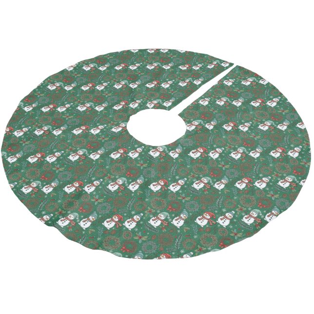 Julgranströja med snöman julgransmatta borstad polyester (Vinklad)