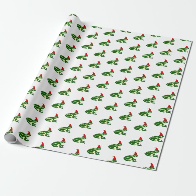 Julgräspapper med grodor presentpapper (Utrullad)