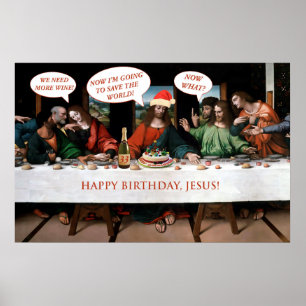 Julgrattis på födelsedagenJesus tecknader utformar Poster