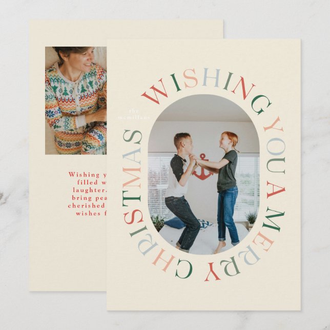 Julgrattis runtom i världen färgglad fotokort inbjudningar (Fram/baksida)