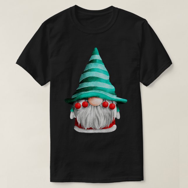 Julgrav med Hat och Beard Helgdag Red före T Shirt (Design framsida)