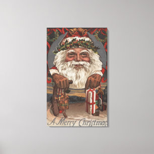 JulGreetingBig Santa huvud Canvastryck