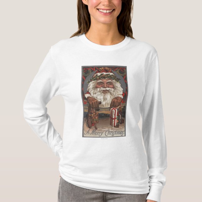 JulGreetingBig Santa huvud T-shirt (Framsida)