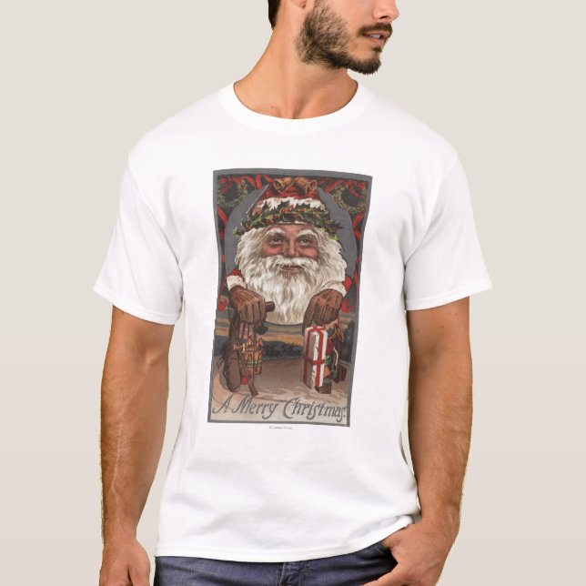 JulGreetingBig Santa huvud T Shirt (Framsida)