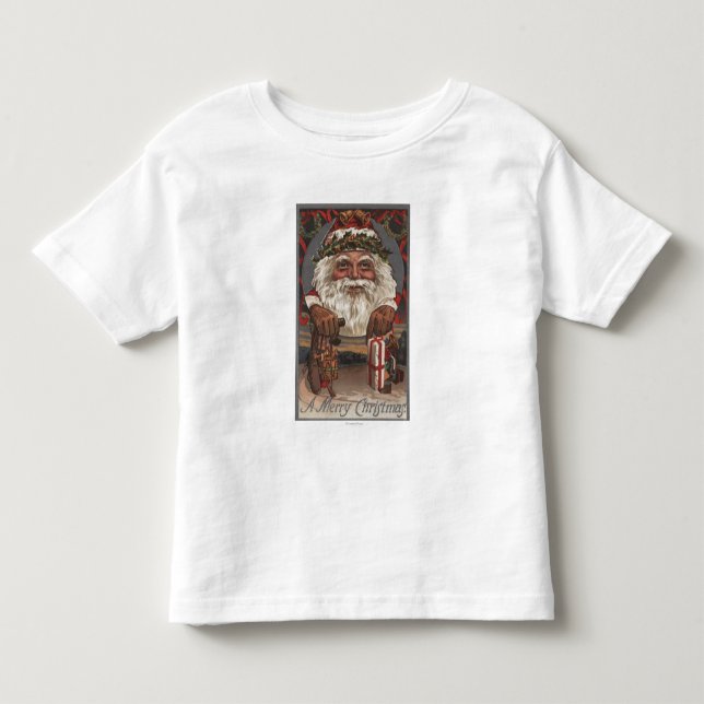 JulGreetingBig Santa huvud Tee (Framsida)