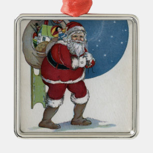 JulGreetingSanta bärande gåvor Julgransprydnad Metall