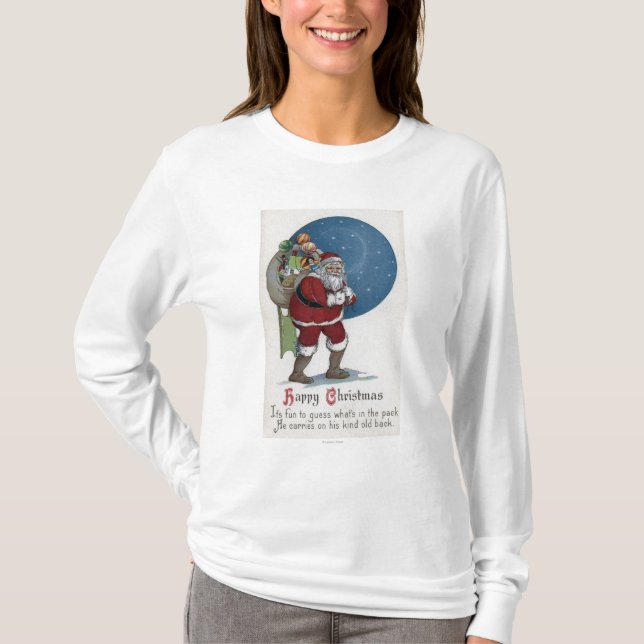 JulGreetingSanta bärande gåvor T-shirt (Framsida)