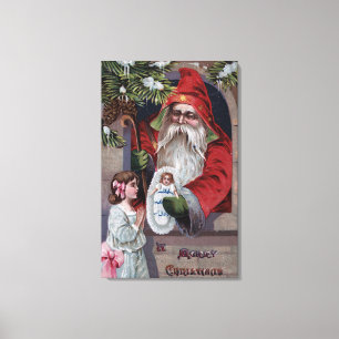 JulGreetingSanta ge docka Canvastryck