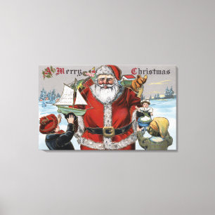 JulGreetingSanta ge gåvor Canvastryck
