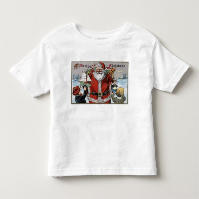 JulGreetingSanta ge gåvor Tee Shirt (Framsida)