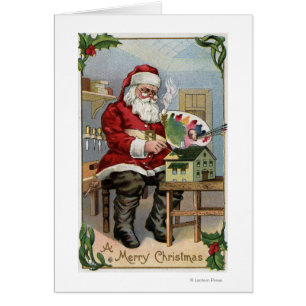 JulGreetingSanta målning Hälsningskort